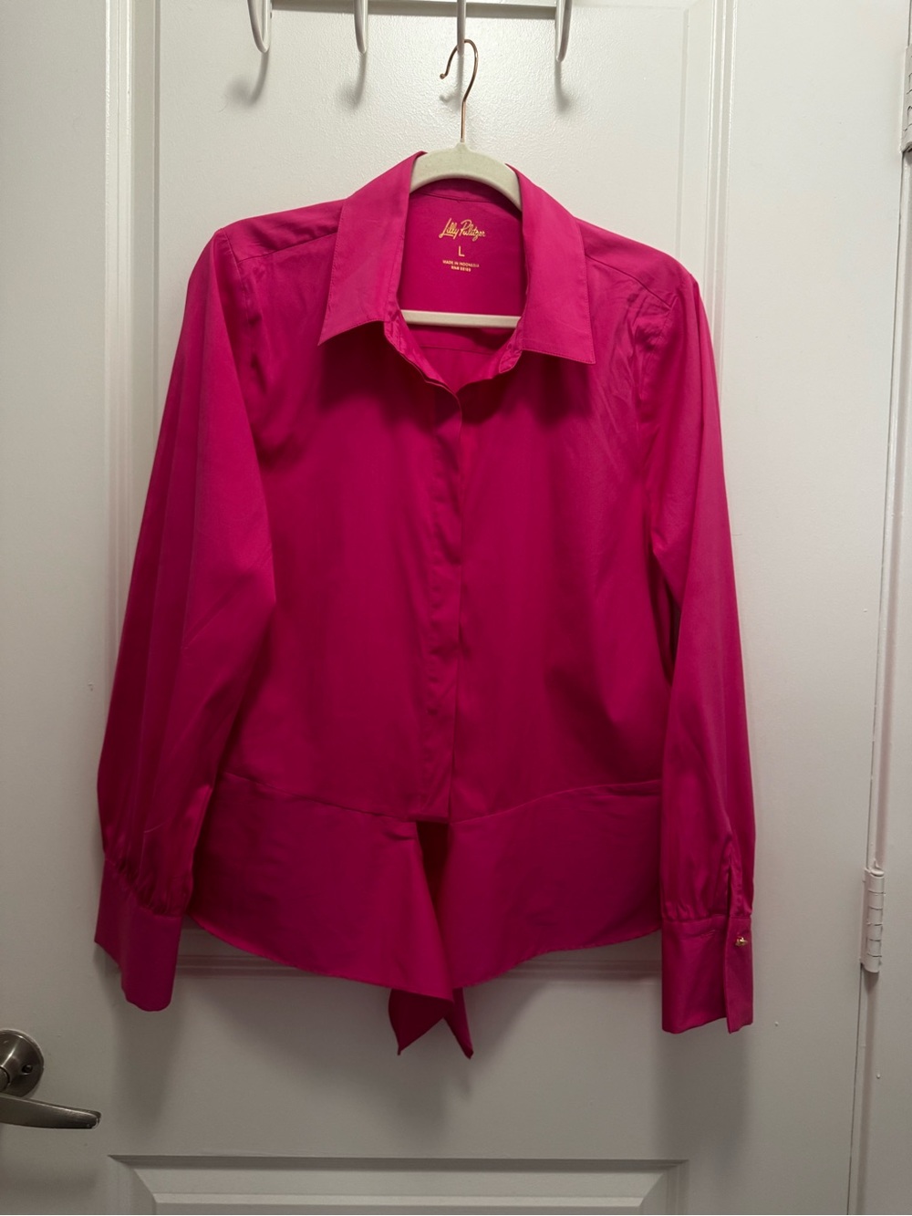 Lilly Pulitzer Hot Pink Button-Front Collared Blouse